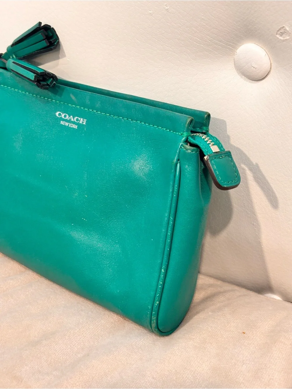 Coach Green Leather Wristlet Clutch - Picture 6 of 15